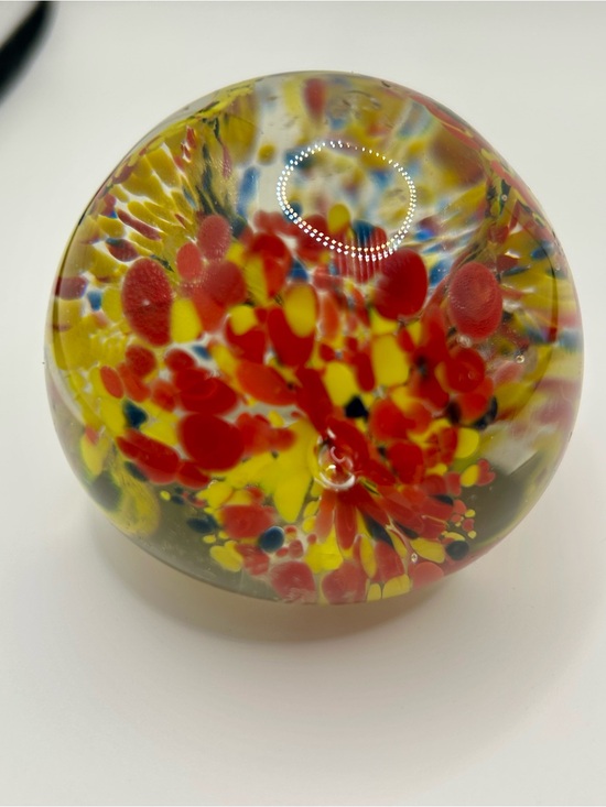 Other - Handblown Glass Paperweight in Red and Yellow